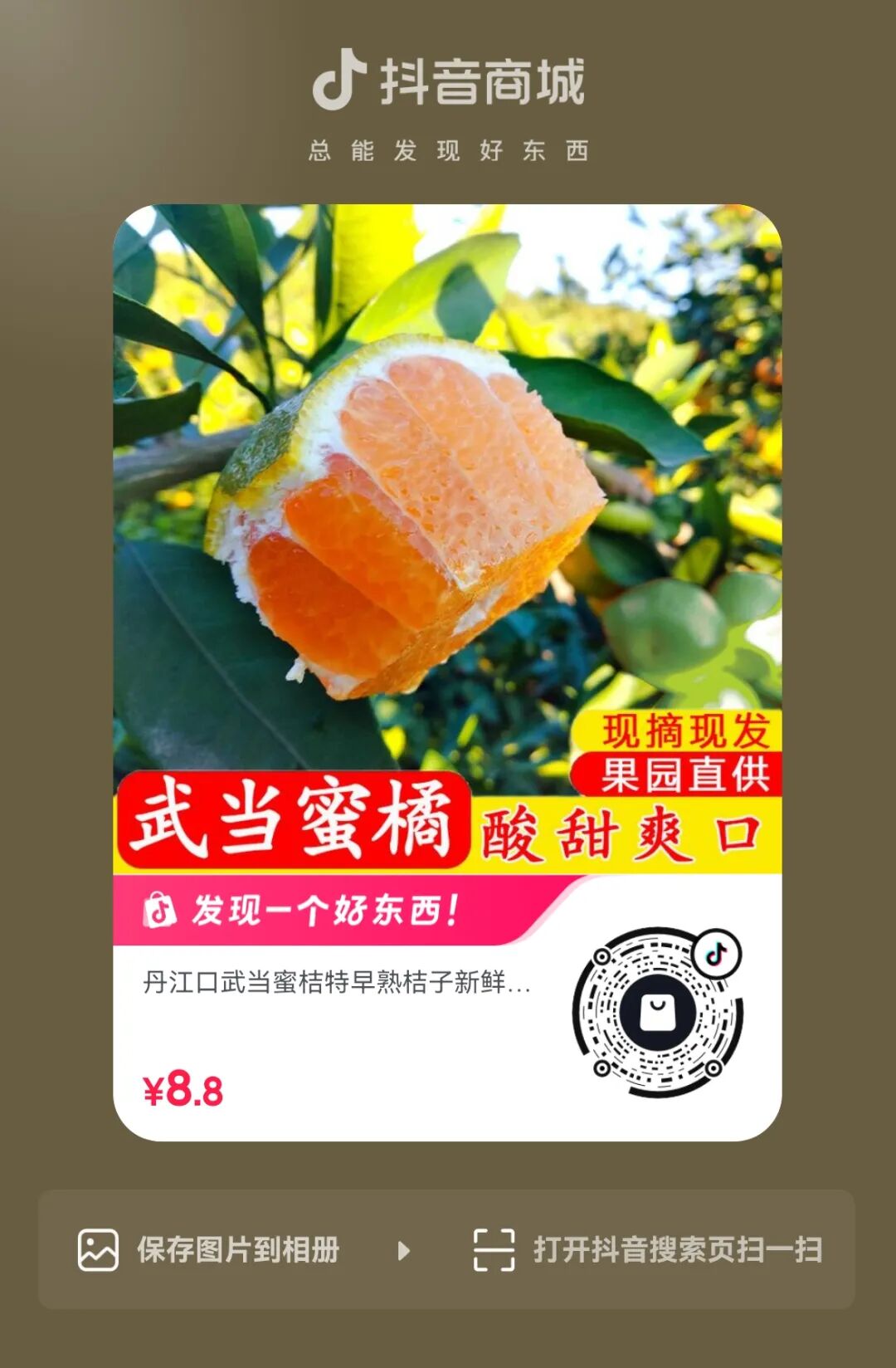 @所有人，武当蜜桔13.8元/箱包邮到家，酸甜爽口，开胃解馋！